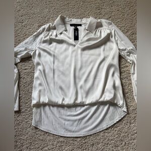 NWT WHBM Cream Blouse with V-Neck large